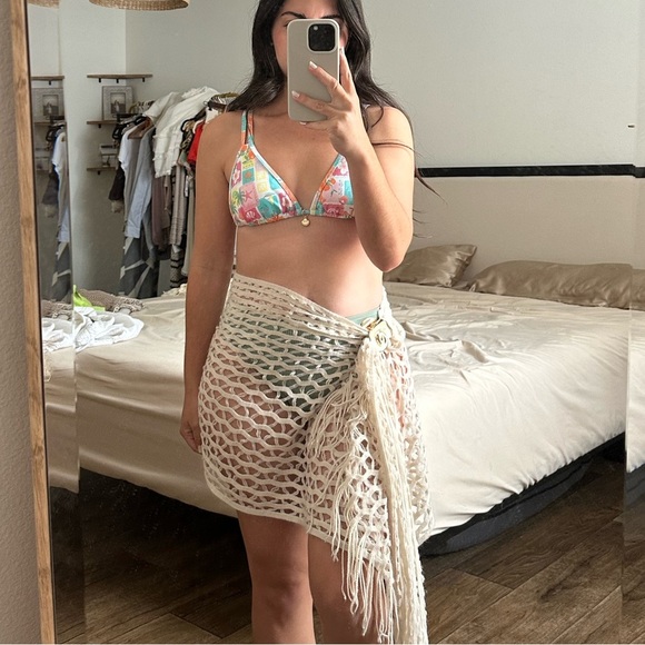 Cream Crochet Knit Scarf - Picture 2 of 2